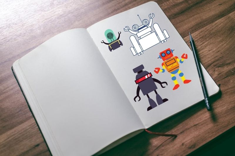 Libros con dibujos para colorear de Robots